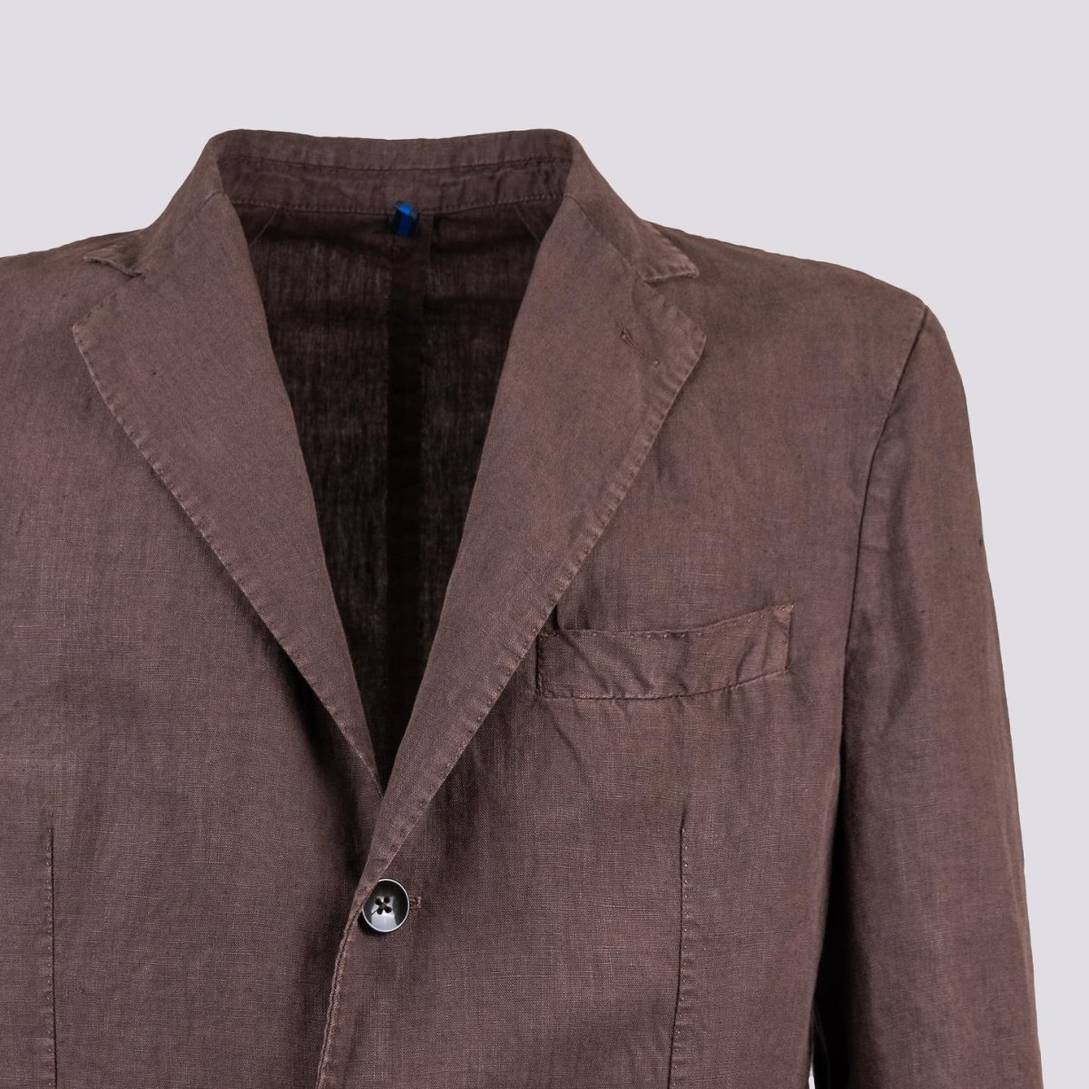 Blazer sfoderato monopetto in lino marrone - immagine 4