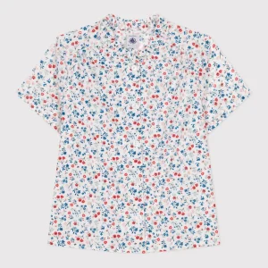 Blusa a maniche corte in cotone a fiori bambina