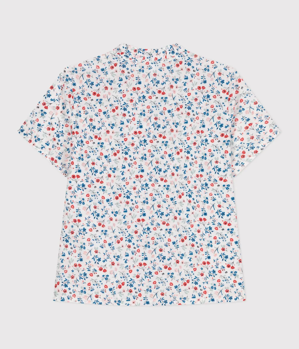 Blusa a maniche corte in cotone a fiori bambina - immagine 3