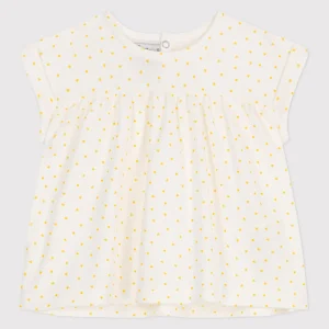 Blusa a maniche corte in cotone con mini cuore stampato BEBè