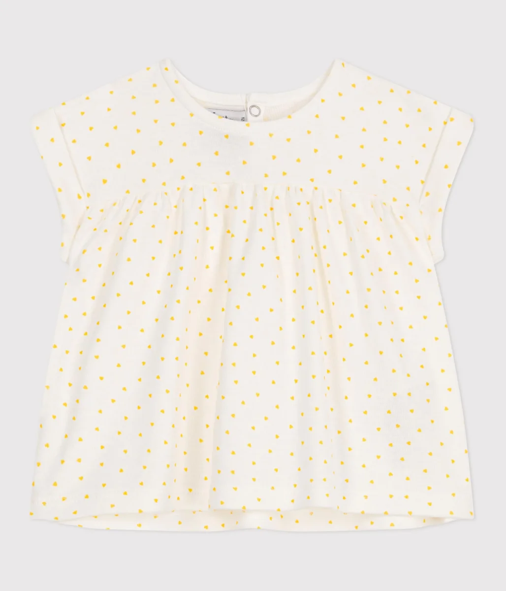 Blusa a maniche corte in cotone con mini cuore stampato BEBè