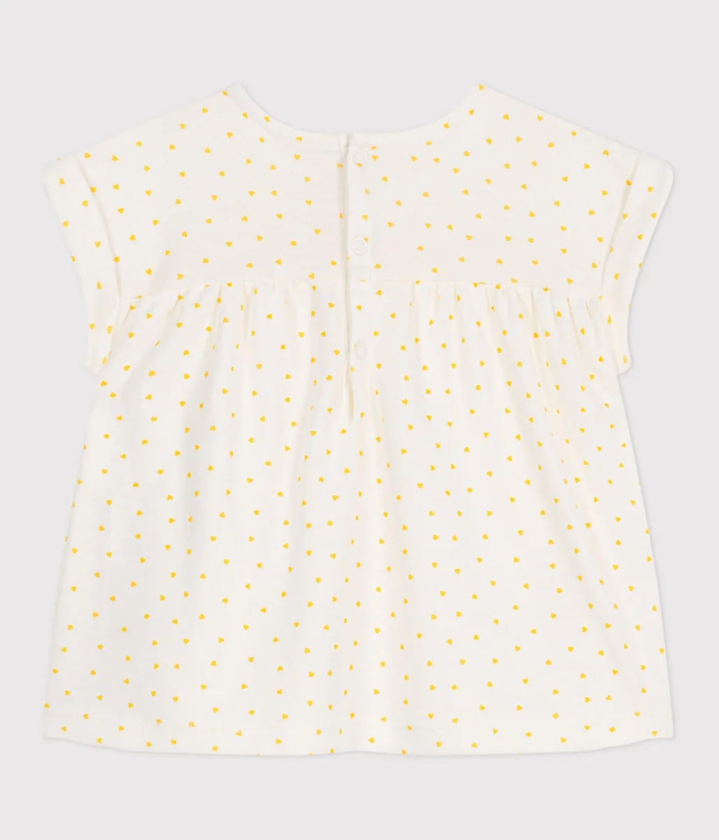 Blusa a maniche corte in cotone con mini cuore stampato BEBè - immagine 3