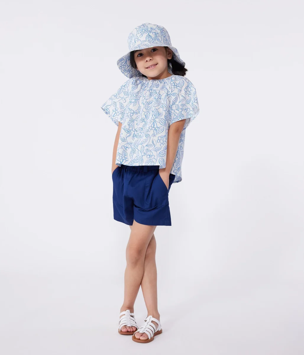 Blusa bambina a maniche corte in cotone stampa floreale - immagine 3