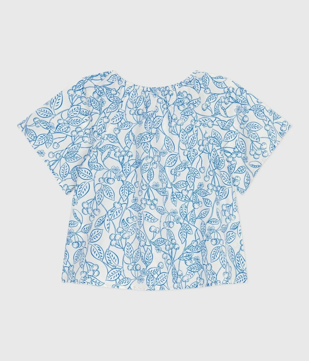 Blusa bambina a maniche corte in cotone stampa floreale - immagine 4