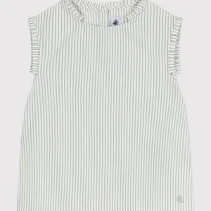 Blusa senza maniche in cotone a righe bambina