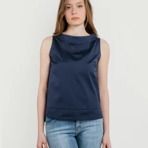 Blusa smanicata blu navy