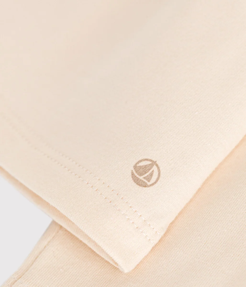 Blusa tinta unita panna a manica lunga in jersey - immagine 4