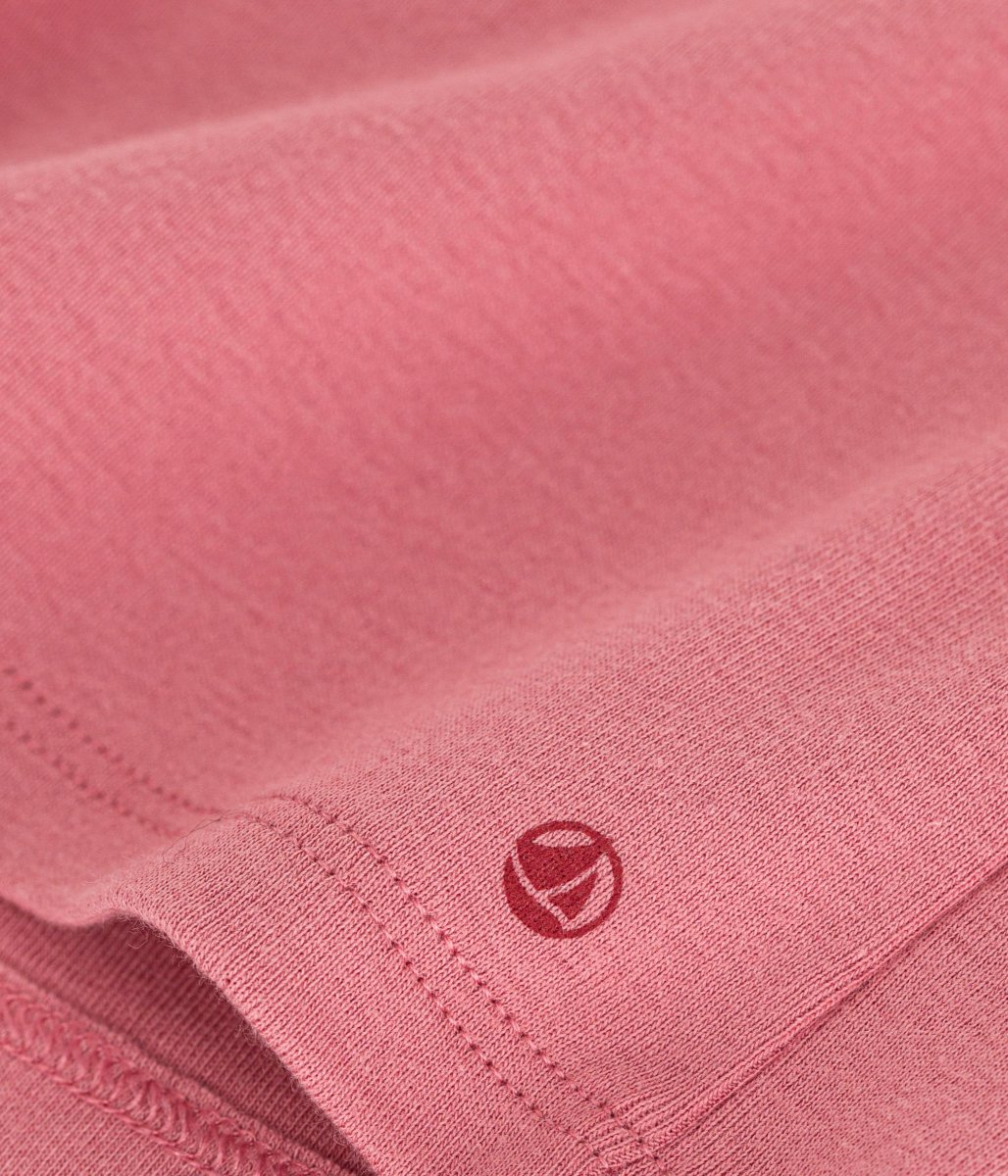 Blusa tinta unita rosa in cotone con colletto per bebè - immagine 4