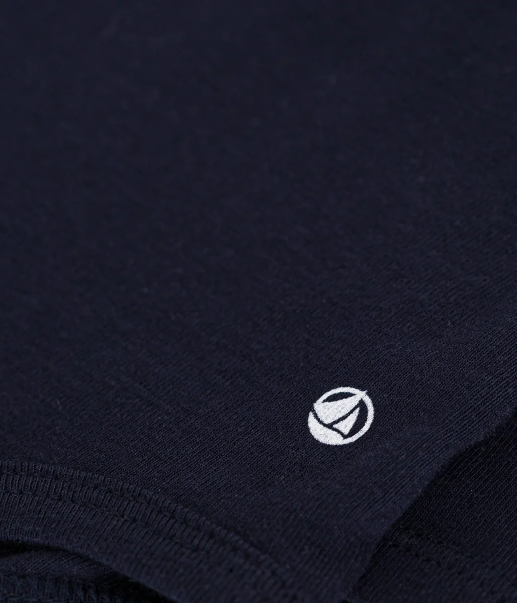 Body a blu scuro a manica lunga e collo alto in cotone per bebè - immagine 4