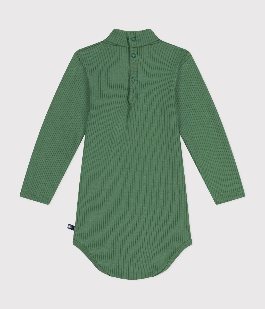 Body a tinta unita verde a maniche lunghe e collo a lupetto - immagine 3