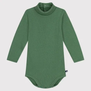 Body a tinta unita verde a maniche lunghe e collo a lupetto