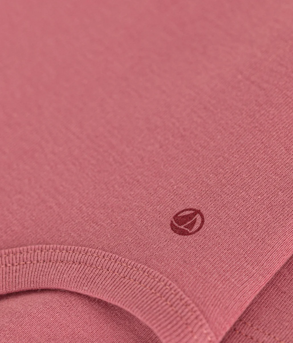 Body rosa a manica lunga e collo alto in cotone per bebè - immagine 4