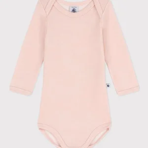 Body rosa maniche lunghe in lana e cotone