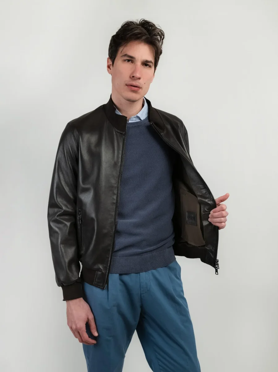 Bomber in pelle testa moro Derek Seamless - immagine 4