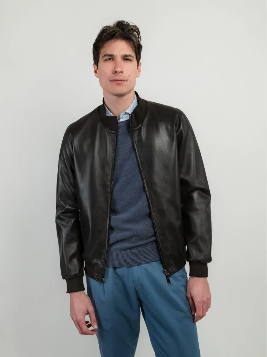 Bomber in pelle testa moro Derek Seamless - immagine 6