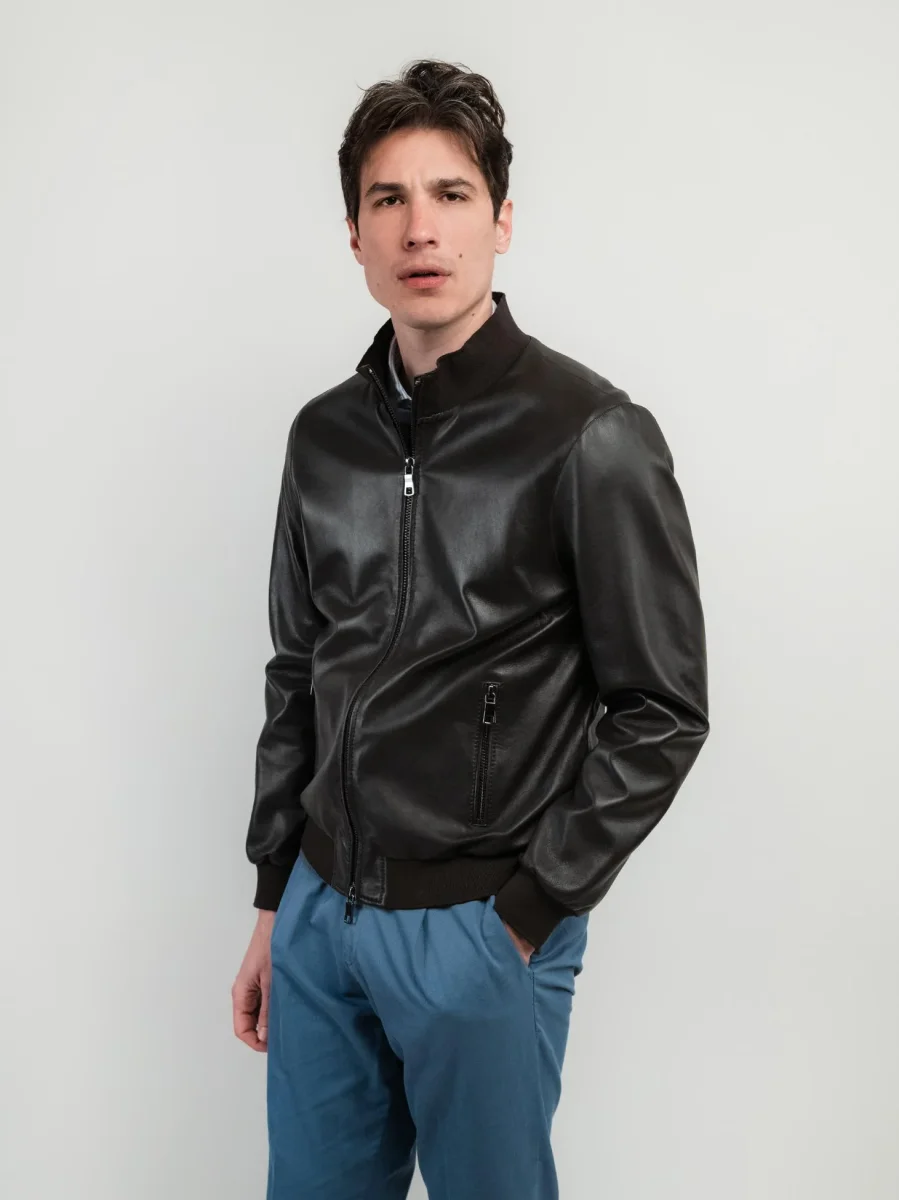 Bomber in pelle testa moro Derek Seamless - immagine 3