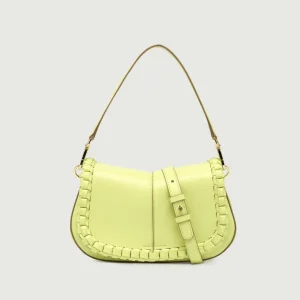 Borsa a spalla Helena Round special in pelle verde chiaro