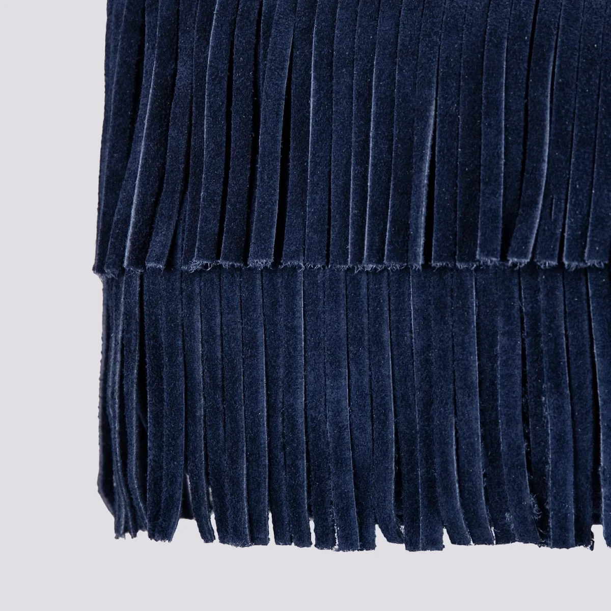 Borsa in camoscio con frange blu - immagine 4