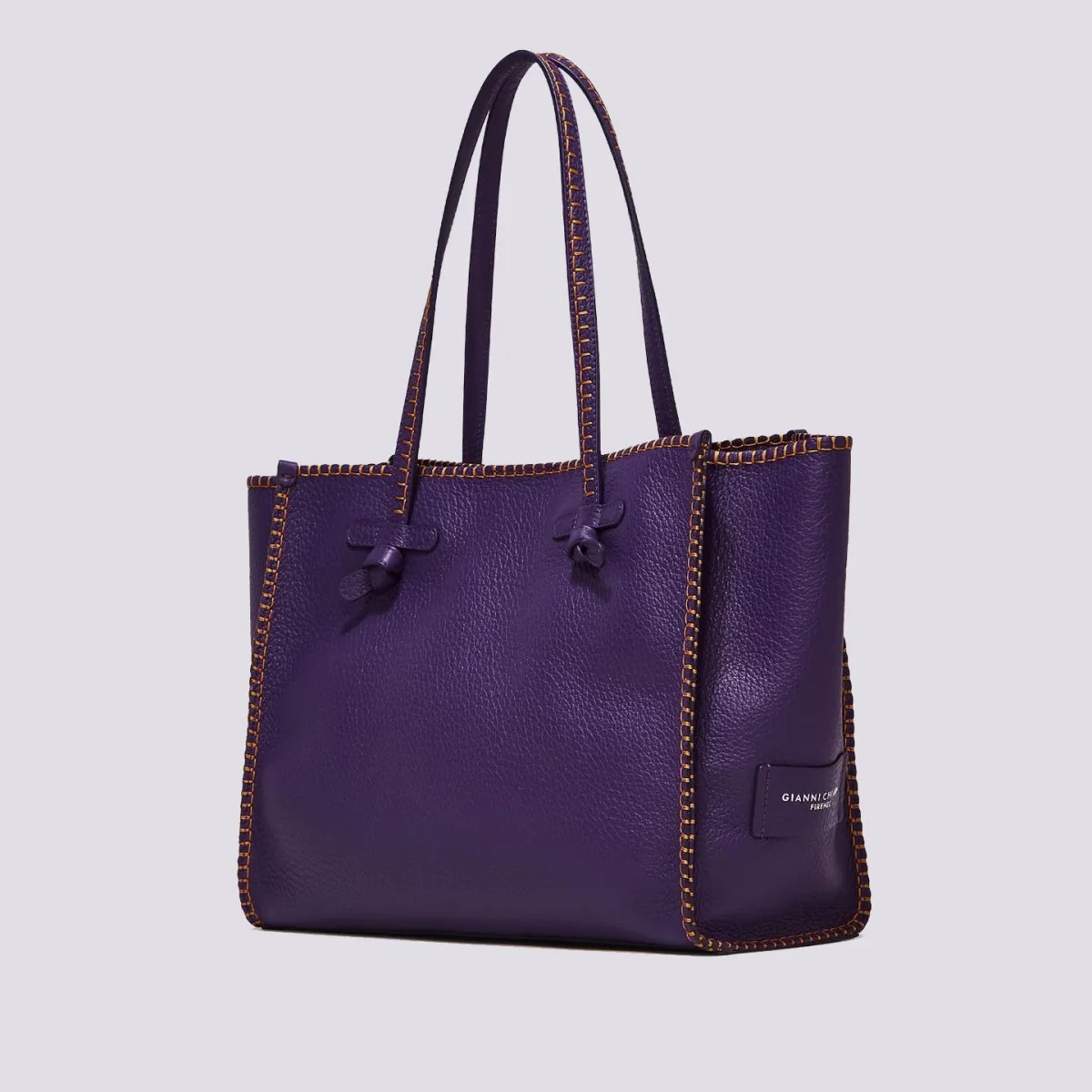 Borsa in pelle martellata viola Marcella - immagine 3