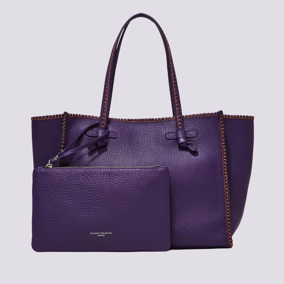Borsa in pelle martellata viola Marcella - immagine 5