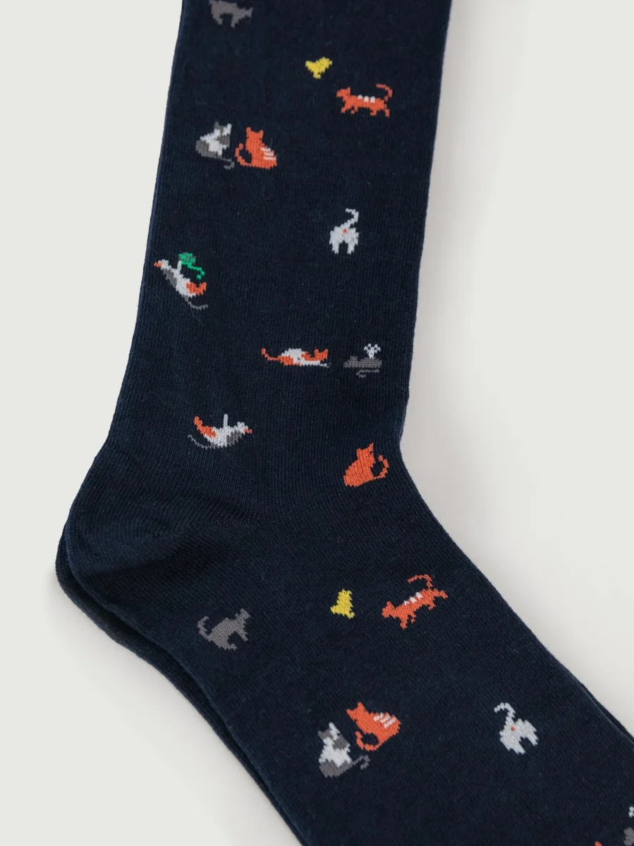 CALZE BLU STAMPA GATTI - immagine 3