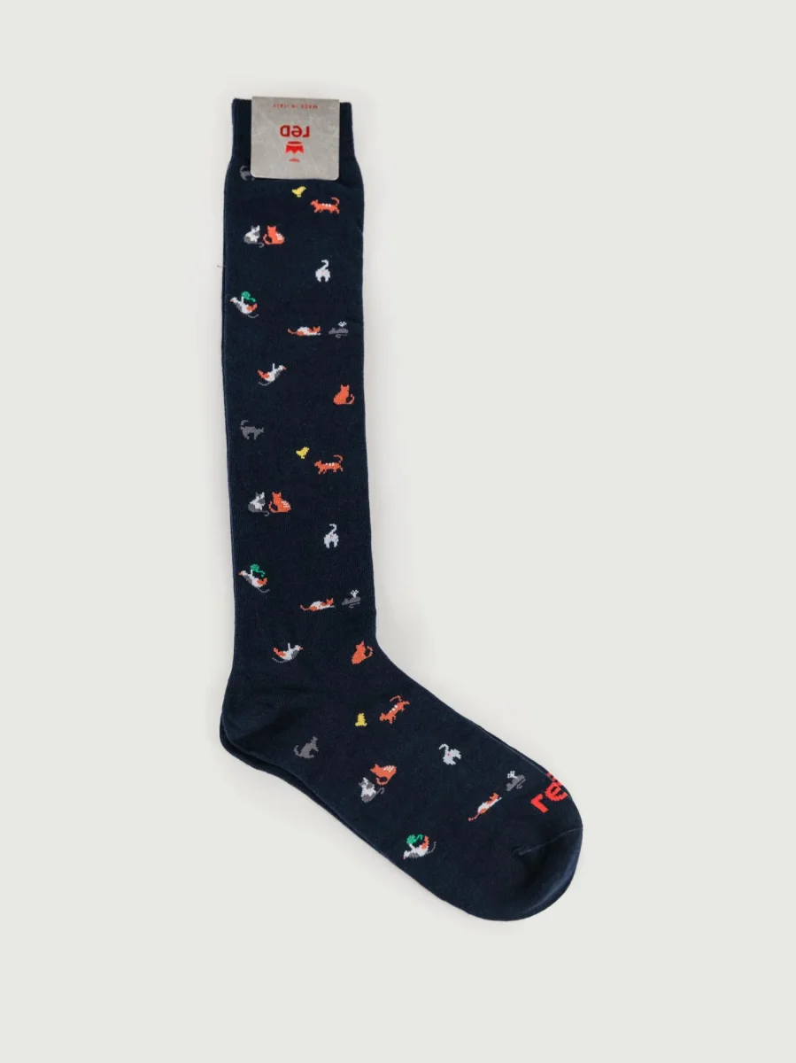 CALZE BLU STAMPA GATTI