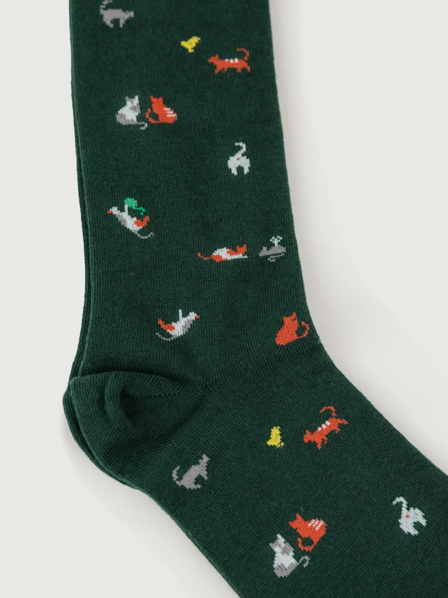 CALZE VERDI UOMO STAMPA GATTI - immagine 3