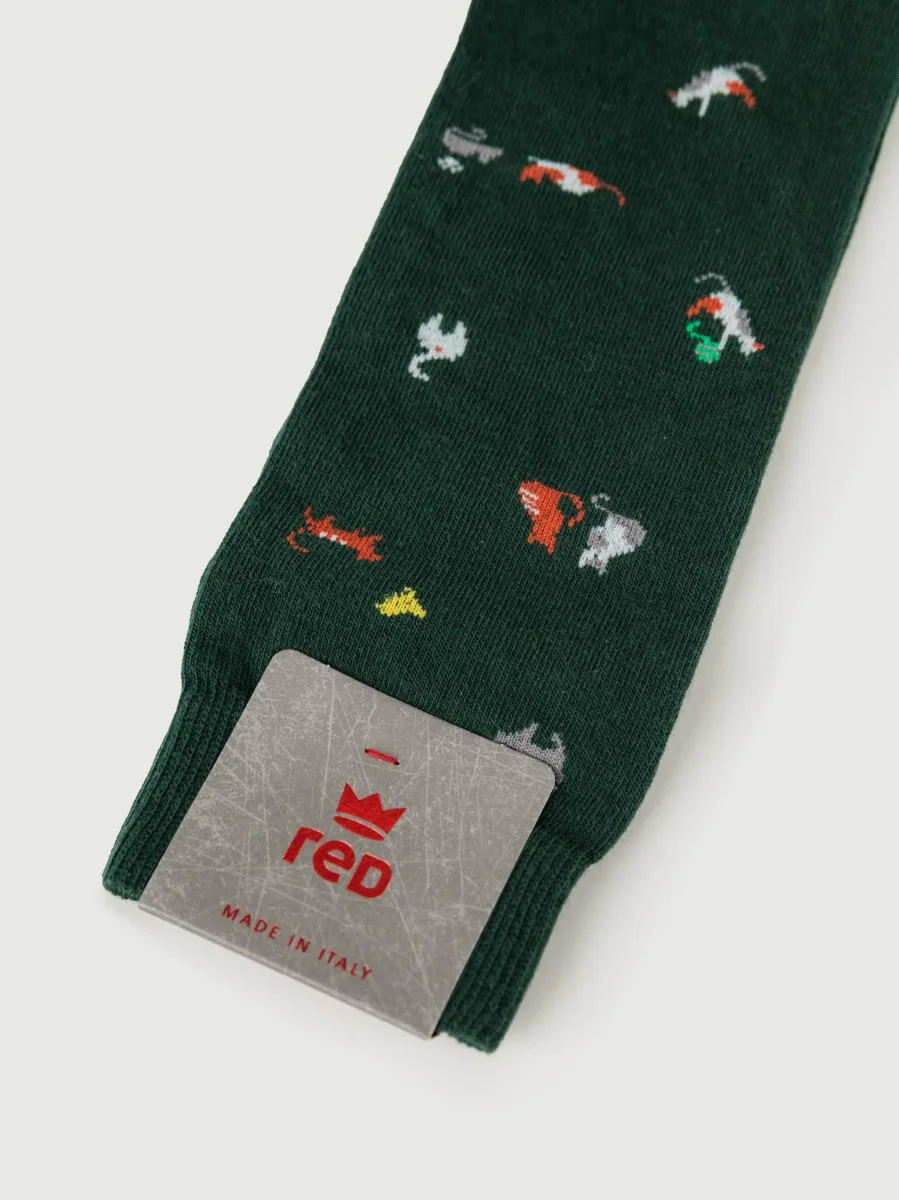 CALZE VERDI UOMO STAMPA GATTI - immagine 4
