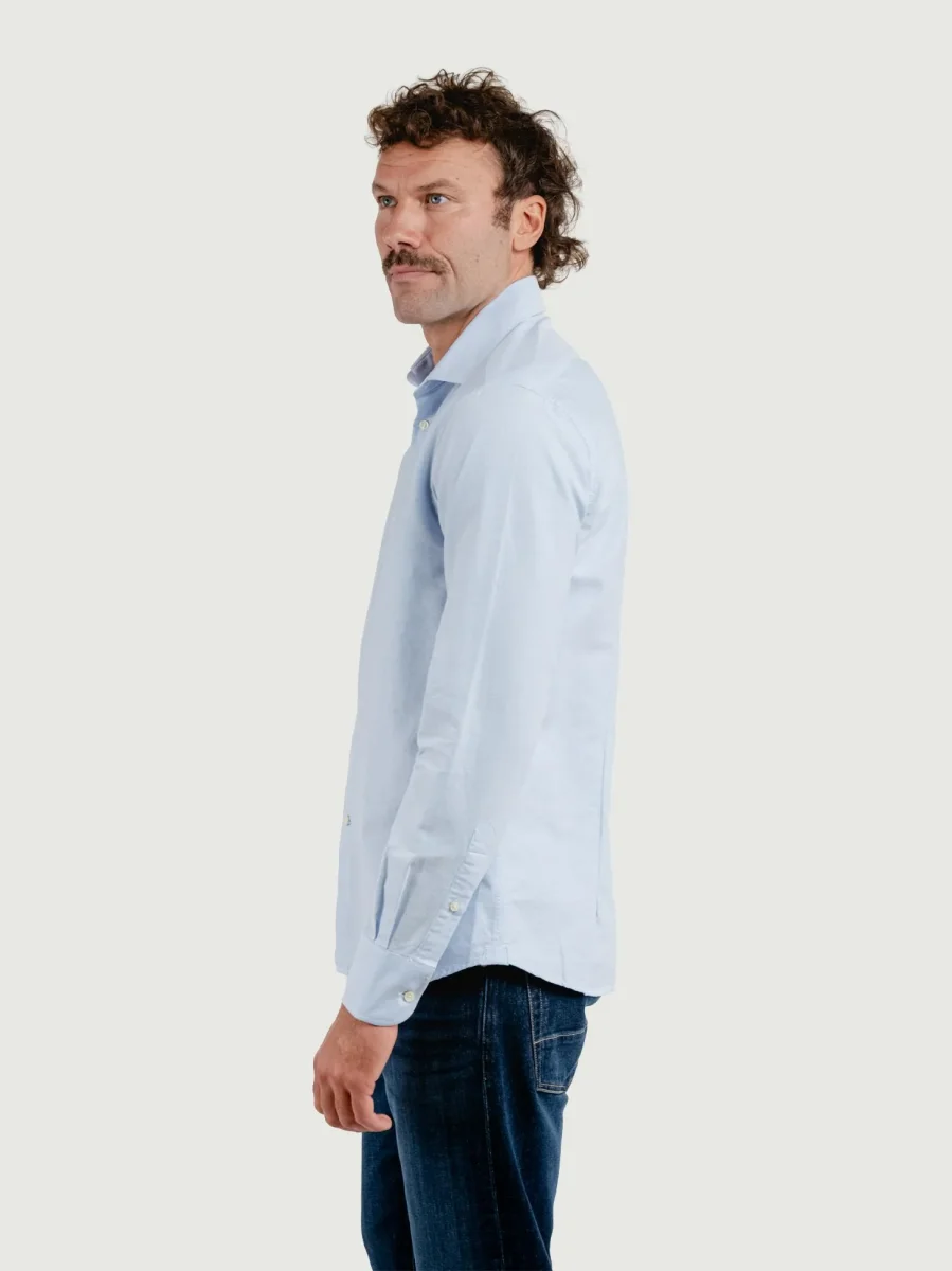 CAMICIA AARON IN COTONE OXFORD AZZURRA - immagine 3