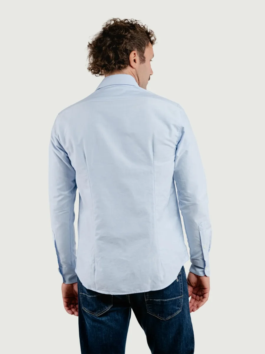 CAMICIA AARON IN COTONE OXFORD AZZURRA - immagine 4
