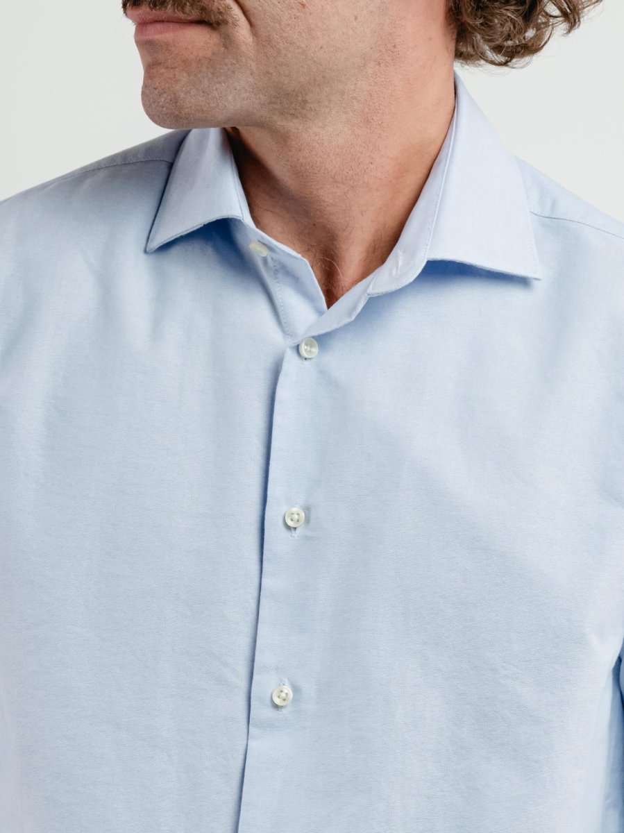 CAMICIA AARON IN COTONE OXFORD AZZURRA - immagine 5