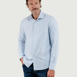CAMICIA AARON IN COTONE OXFORD AZZURRA