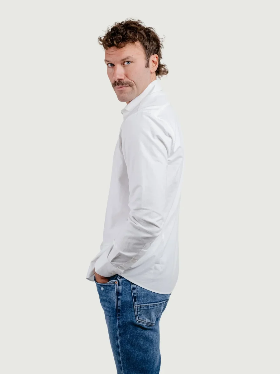 CAMICIA AARON IN COTONE OXFORD BIANCA - immagine 3