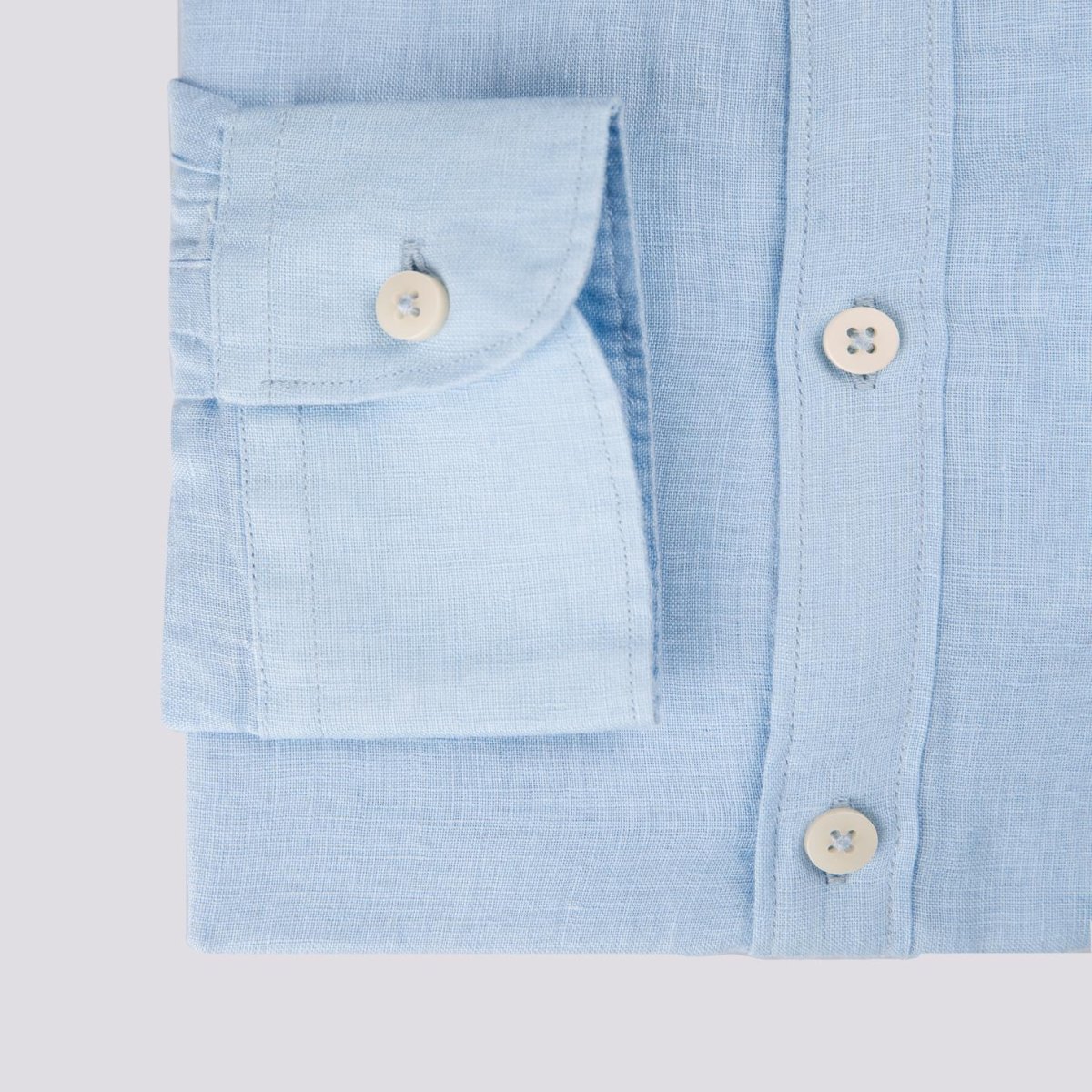 CAMICIA ALLA COREANA IN LINO AZZURRO - immagine 6