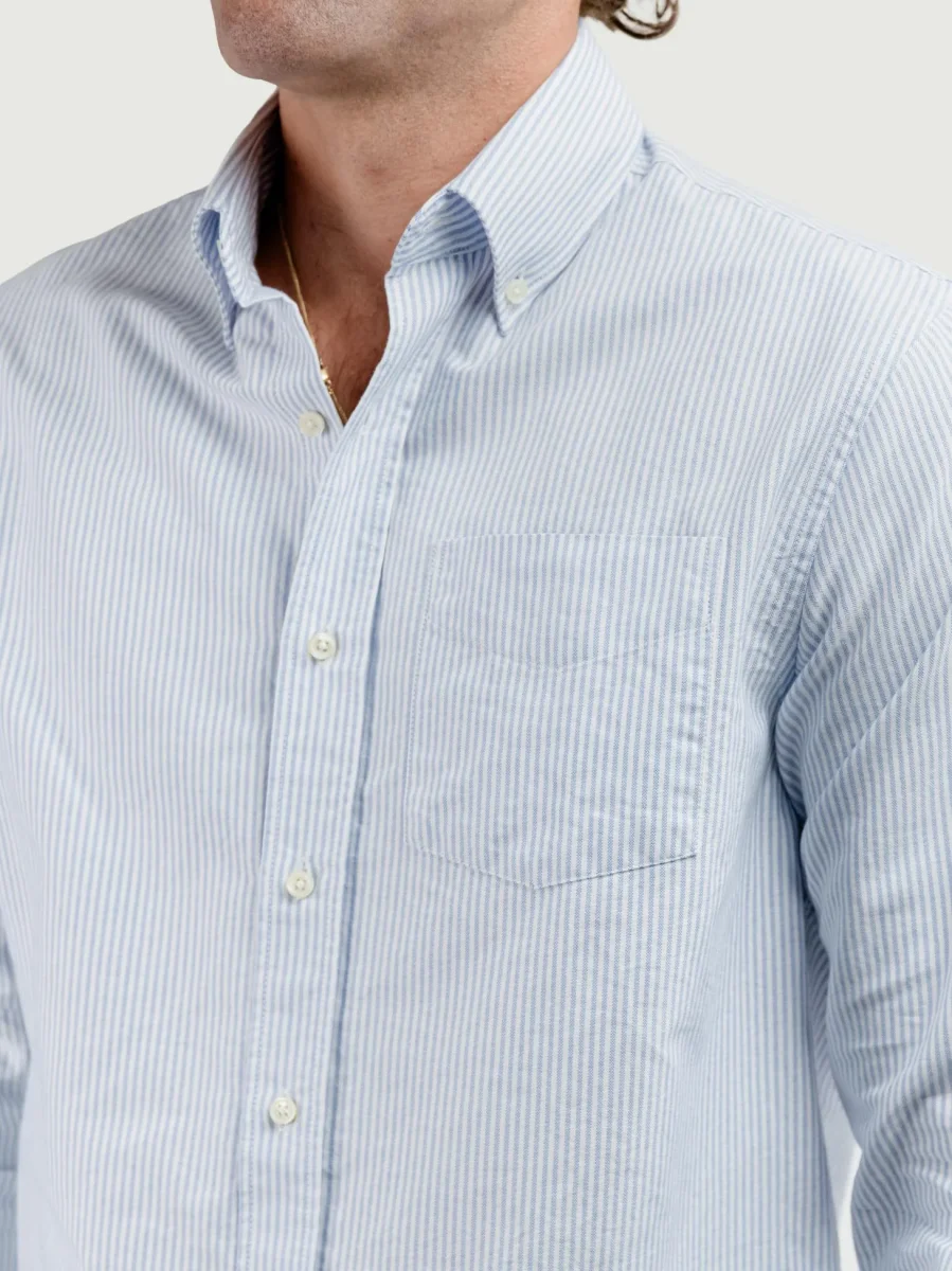 CAMICIA ANDY OXFORD A RIGHE BIANCHE E AZZURRE - immagine 5
