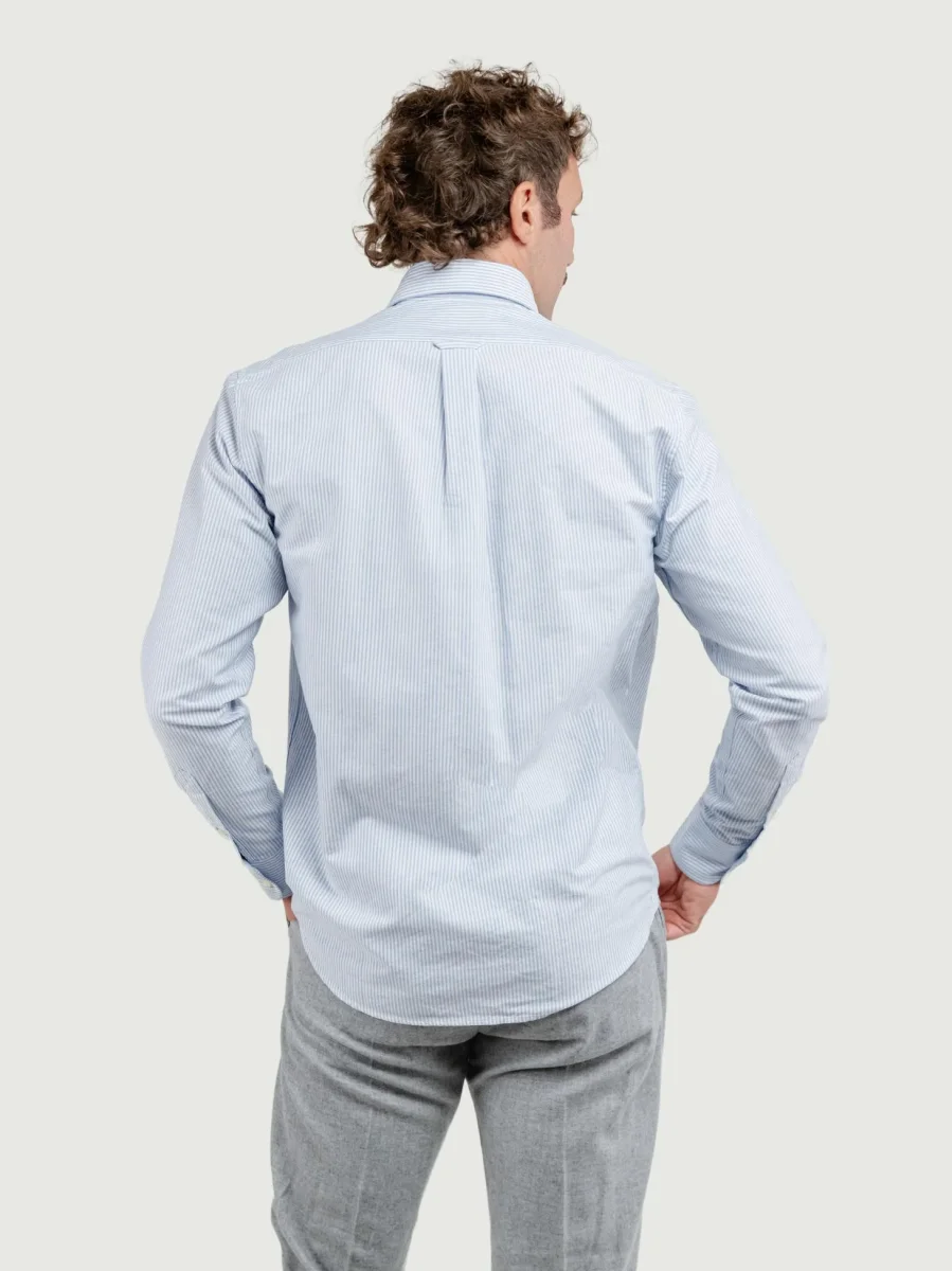 CAMICIA ANDY OXFORD A RIGHE BIANCHE E AZZURRE - immagine 4