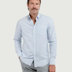 CAMICIA ANDY OXFORD A RIGHE BIANCHE E AZZURRE