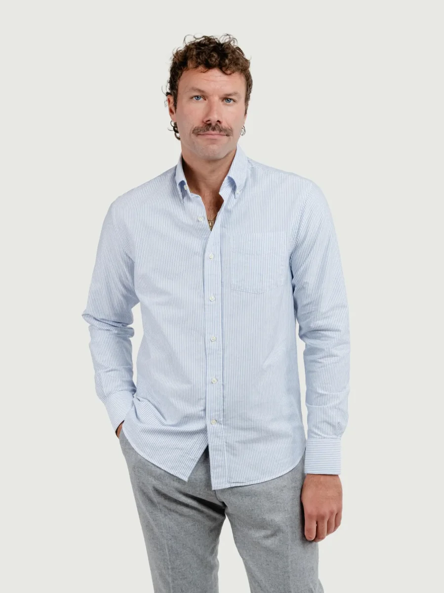 CAMICIA ANDY OXFORD A RIGHE BIANCHE E AZZURRE