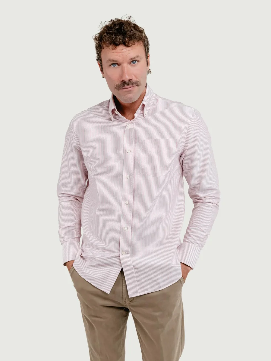 CAMICIA ANDY OXFORD A RIGHE BIANCHE E ROSSE