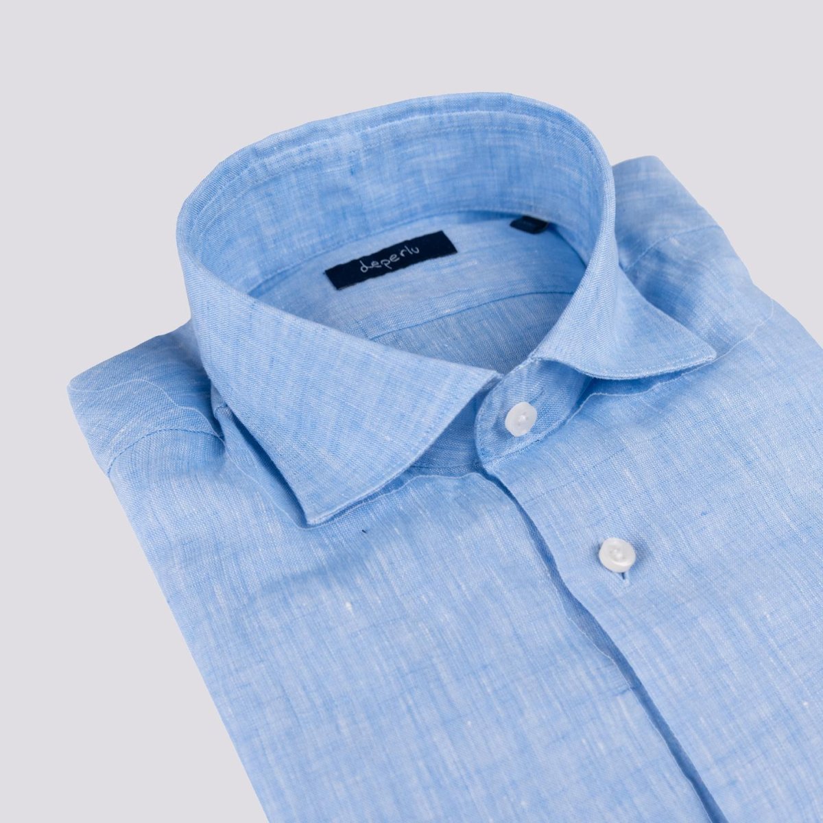 CAMICIA ARTHUR IN LINO TINTO FILO azzurro - immagine 4
