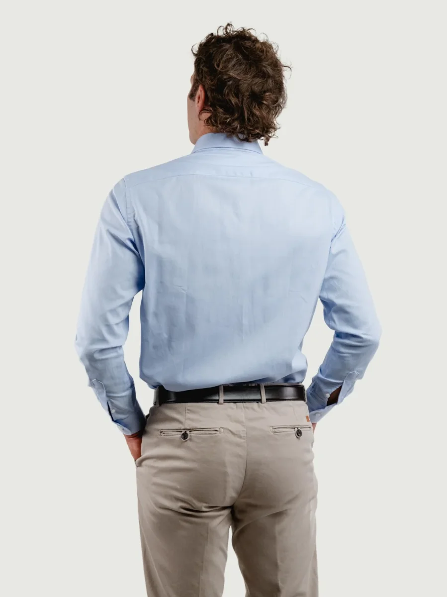 CAMICIA AZZURRA CON MICROFANTASIA BIANCA - immagine 4