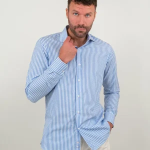 CAMICIA A RIGONE BIANCO E AZZURRO