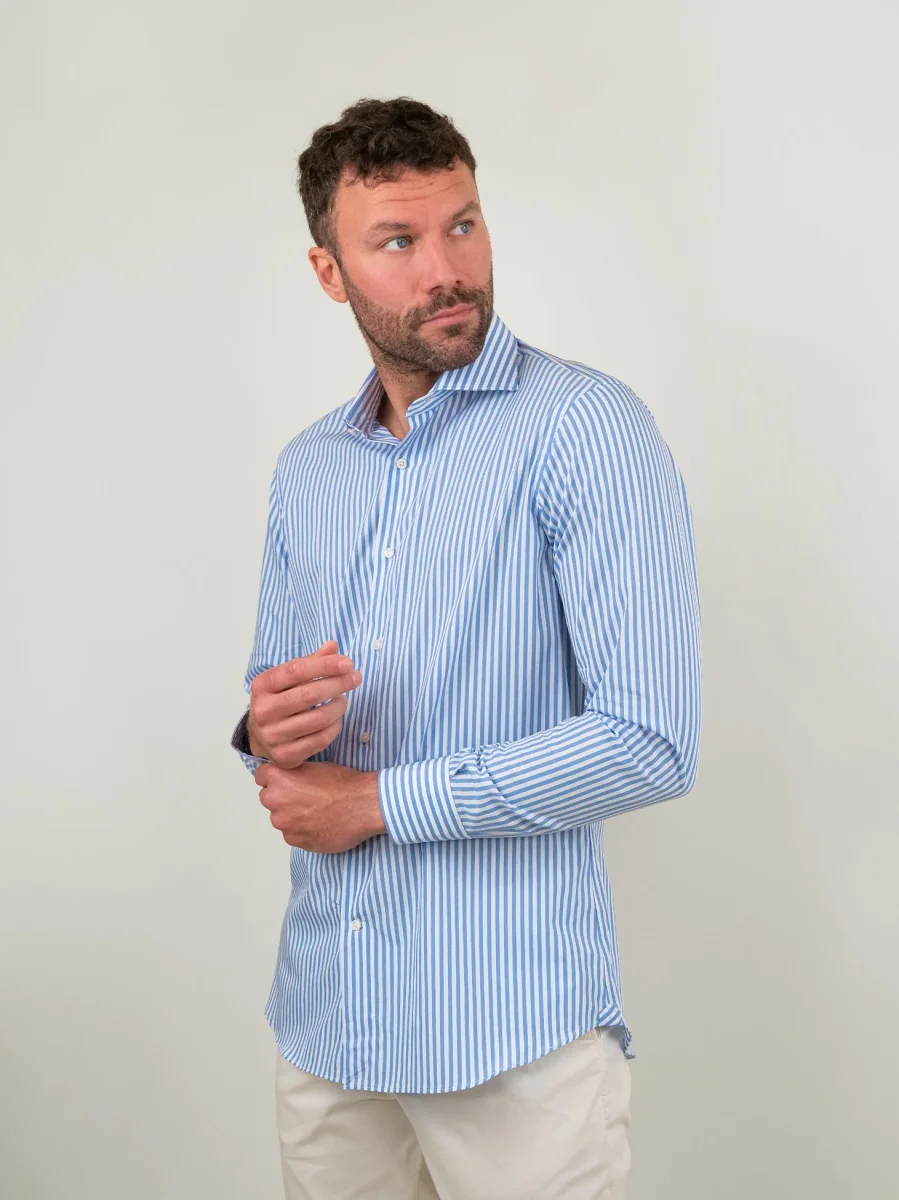 CAMICIA A RIGONE BIANCO E AZZURRO - immagine 3