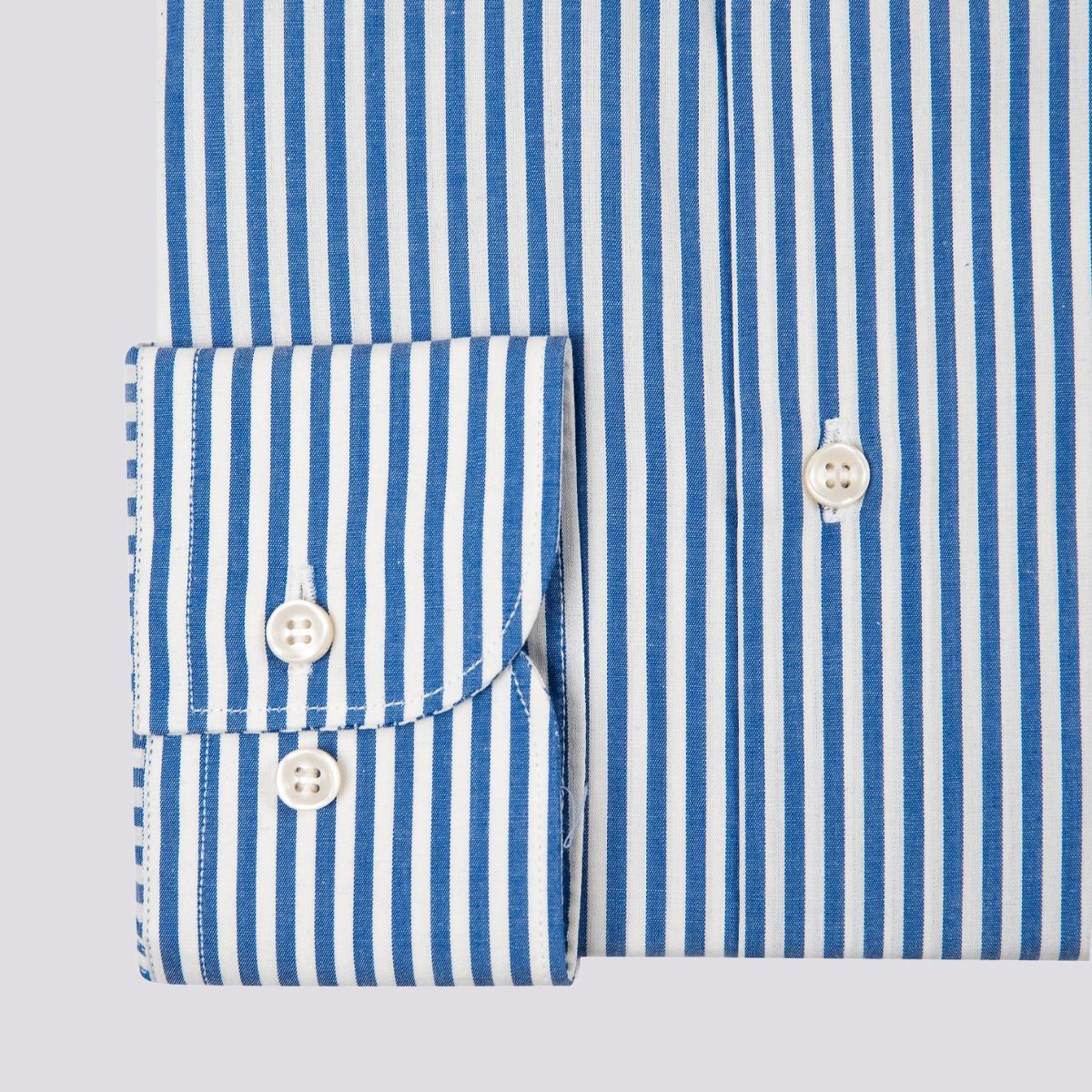 CAMICIA BASTONCINO BIANCO E BLU IN COTONE - immagine 4