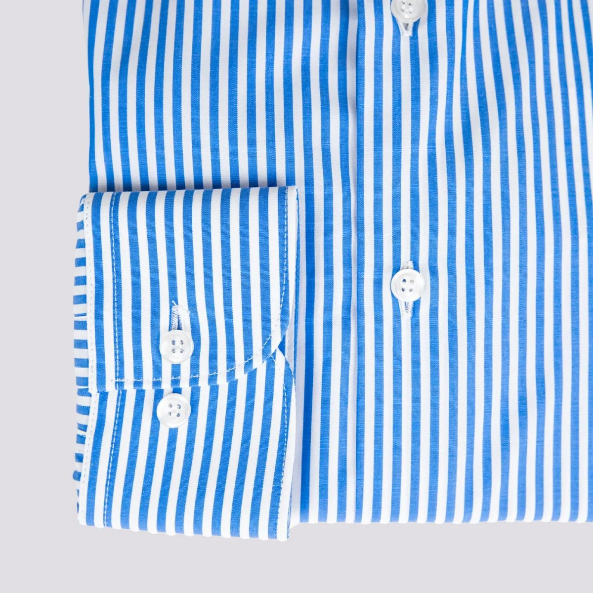 CAMICIA BASTONCINO BIANCO E BLU IN COTONE - immagine 7