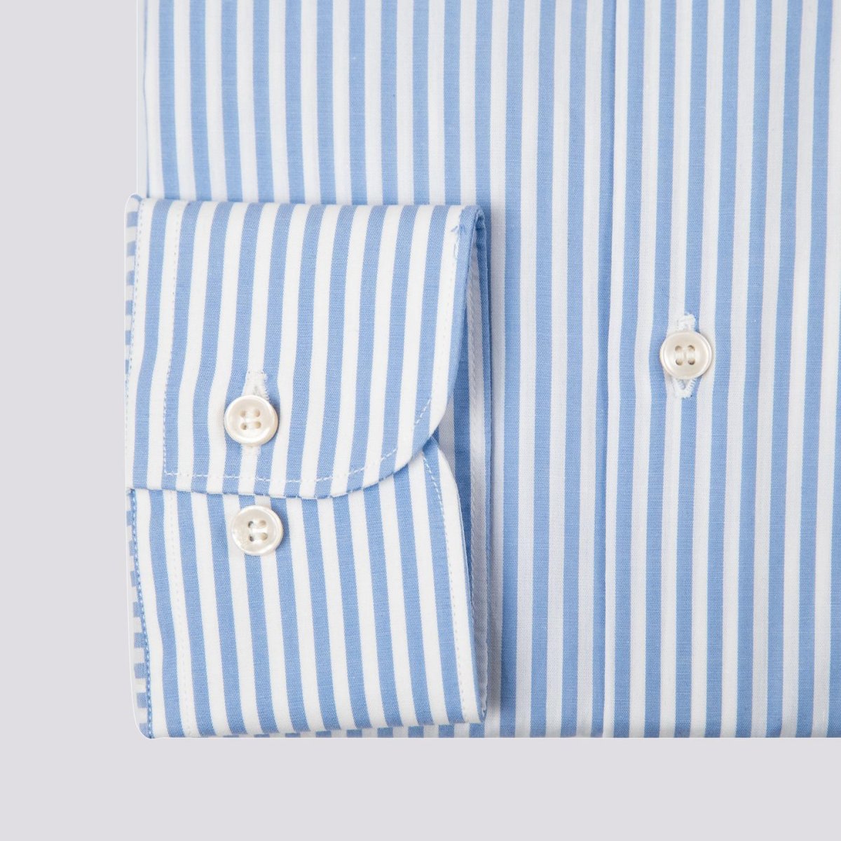 CAMICIA BASTONCINO IN COTONE BIANCO E AZZURRO - immagine 4