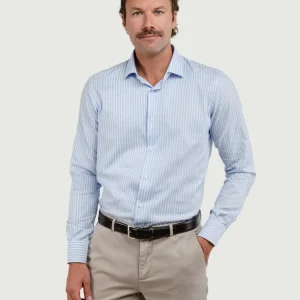 CAMICIA BIANCA A RIGHE AZZURRE