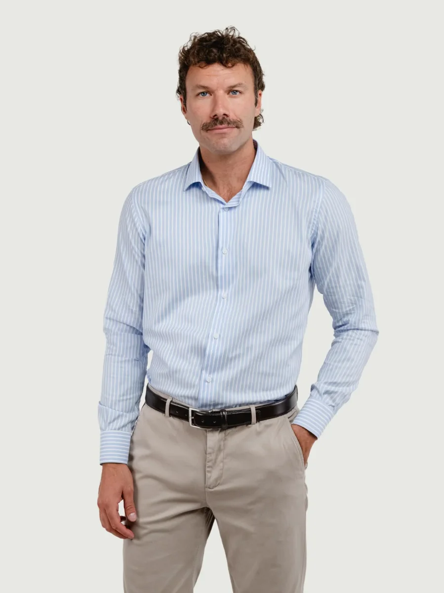 CAMICIA BIANCA A RIGHE AZZURRE