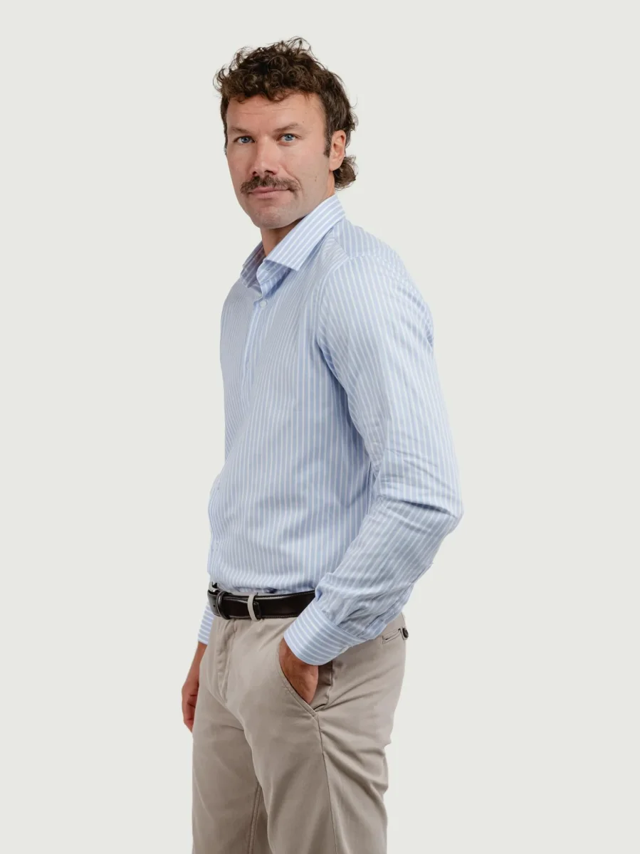 CAMICIA BIANCA A RIGHE AZZURRE - immagine 3