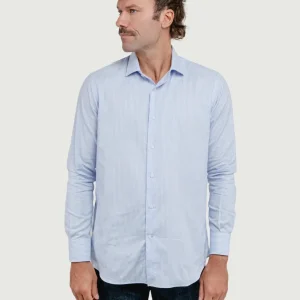 CAMICIA BIANCA A RIGHINE AZZURRE